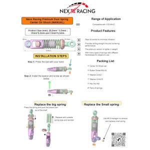 NXUSA-300-60 Nexx Racing Ammortizzatore ad olio Premium a doppia molla Centrale (Rosso)