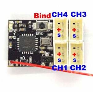 FlySky AFHDS2A Micro 4CH Rx V2 Con Antenna