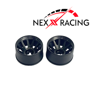 NXUSA-EVO-R+0 14 mm Nexx Racing “JUD” threaded carbon-fiber reinforced EVO Flanged Rear Wheels for Mini-Z