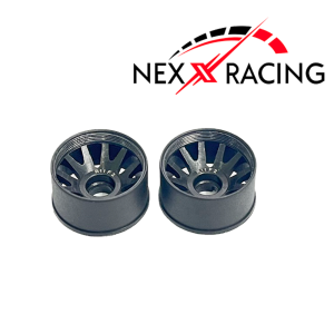 NXUSA-EVO-R+0 14 mm Nexx Racing “JUD” threaded carbon-fiber reinforced EVO Flanged Rear Wheels for Mini-Z