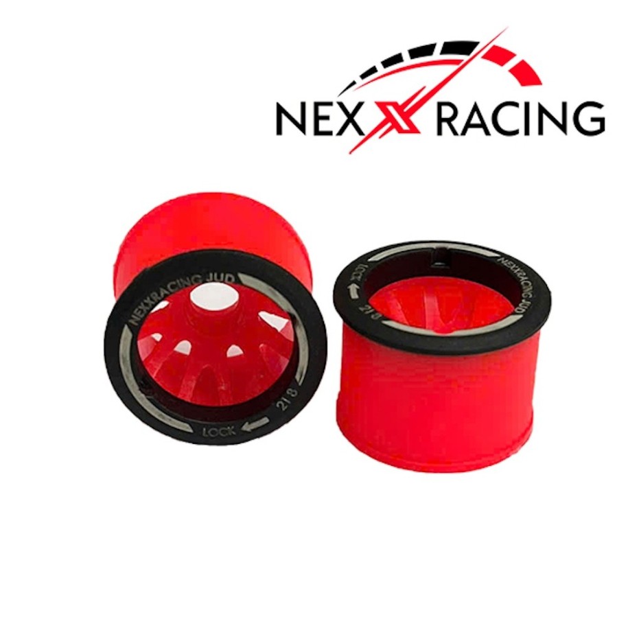 NXUSA-EVO-R+3 Nexx Racing “JUD” threaded carbon-fiber reinforced EVO Flanged Rear Wheels (2) pcs for Mini-Z (RED)