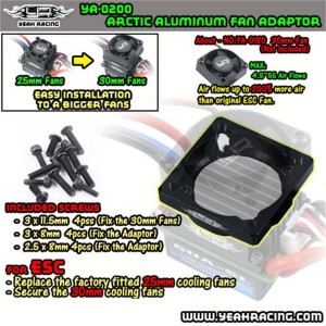 Yeah Racing adattatore per ventola 30x30 blu