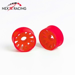 NXUSA-EVO-F+0 Nexx Racing “JUD” threaded carbon-fiber reinforced EVO Flanged Front Wheels (2) pcs for Mini-Z (RED)