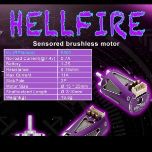 Furitek Hellfire 1410 5500KV Motore Sensored Nero 1:28